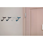 Colorful Cast Iron Whale Tail Wall Hooks Set of 4 Nautical Décor Image 5