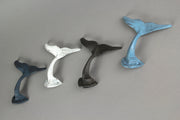 Colorful Cast Iron Whale Tail Wall Hooks Set of 4 Nautical Décor Image 6