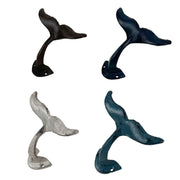 Natural - Image 5 - Set of 4 Colorful Cast Iron Whale Tail Wall Hooks - Decorative Nautical Coat, Towel or Clothing Hangers