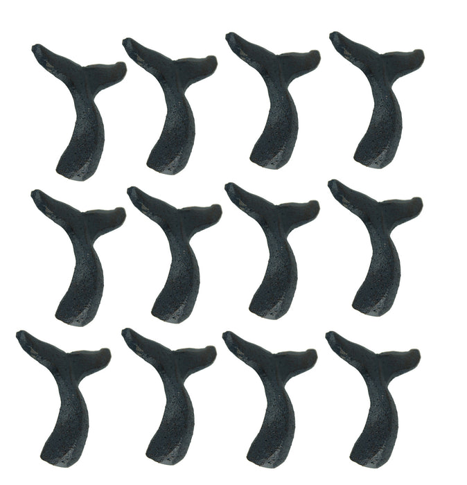 Navy - Image 1 - Set of 12 Coastal Navy Blue Cast Iron Whale Tail Drawer Pulls or Wall Hooks - Decorative Handles for