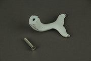 White - Image 9 - Set of 12 Distressed White Cast Iron Whale Tail Drawer Pulls Decorative Bathroom Cabinet Knobs Coastal