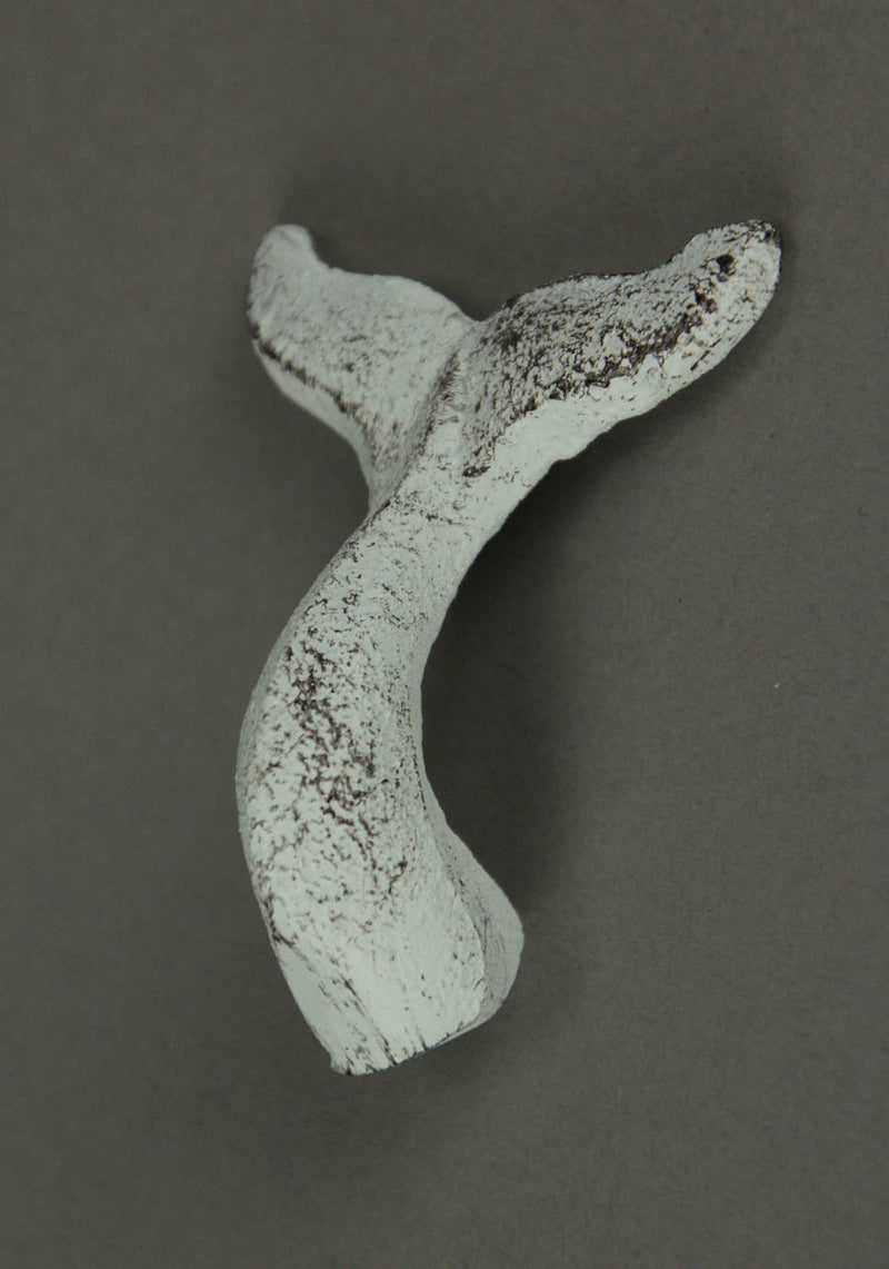 White - Image 7 - Set of 12 Distressed White Cast Iron Whale Tail Drawer Pulls Decorative Bathroom Cabinet Knobs Coastal