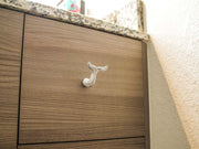 White - Image 5 - Set of 12 Distressed White Cast Iron Whale Tail Drawer Pulls Decorative Bathroom Cabinet Knobs Coastal