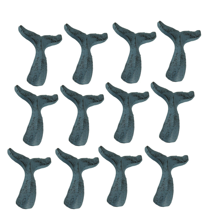 Light Blue - Image 1 - Set of 12 Light Blue Cast Iron Whale Tail Drawer Pulls Decorative Cabinet Knobs for Bedrooms,