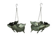 Gray - Image 1 - Set of 2 Galvanized Grey Finish Metal Flying Pig Hanging Planters - Perfect for Succulents and Flowers -