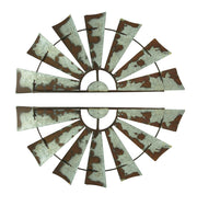 Rustic Galvanized Metal Half Windmill Country Farmhouse Wall Sculptures Set - Vintage Hanging Decor For Bedrooms and Kitchens