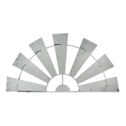 White - Image 1 - 24 Inch Long Rustic Galvanized Metal Half Windmill Wall Art - Distressed White Finish - Easy Install -