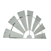White - Image 2 - 24 Inch Long Rustic Galvanized Metal Half Windmill Wall Art - Distressed White Finish - Easy Install -