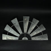 White - Image 9 - 24 Inch Long Rustic Galvanized Metal Half Windmill Wall Art - Distressed White Finish - Easy Install -