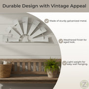 White - Image 4 - Windmill Wall Sculpture, 24 Inch Distressed White Metal Half Windmill