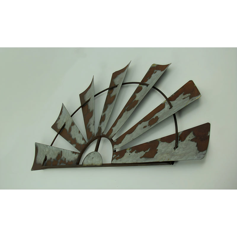 Half Windmill Wall Sculptures Set of 2, 24 Inch Galvanized Farmhouse Decor Image 4