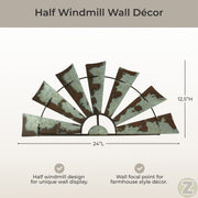 Gray - Image 5 - Windmill Wall Sculpture, 24 Inch Weathered Galvanized Metal Half Windmill