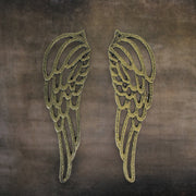 Small - Cast Iron Wings - Gold - Image 4 - Set of 2 Antique Gold Finish Cast Iron Angel Wings Wall Sculptures for Rustic Home