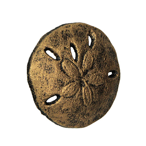 Gold - Image 1 - Antique Gold Finish Sand Dollar Drawer Pulls - 6-Piece Set, 2.25 inch Diameter, Coastal Cast Iron Knobs for