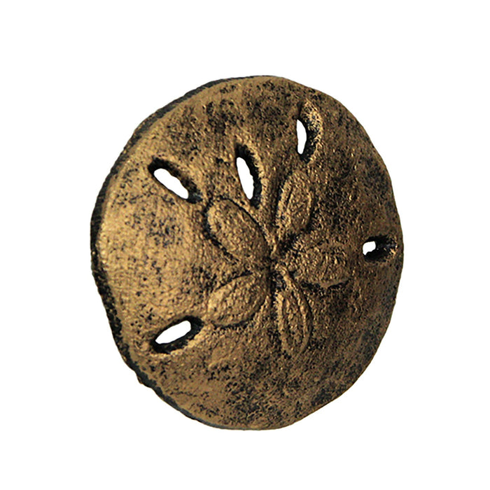 Gold - Image 1 - Antique Gold Finish Sand Dollar Drawer Pulls - 6-Piece Set, 2.25 inch Diameter, Coastal Cast Iron Knobs for