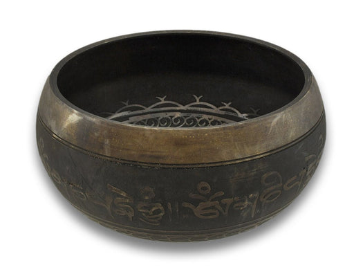 Antiqued Brass Tibetan Meditation Singing Bowl With Wooden Mallet Image 2