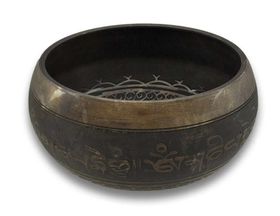 Antiqued Brass Tibetan Meditation Singing Bowl With Wooden Mallet Image 2