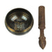 Antiqued Brass Tibetan Meditation Singing Bowl With Wooden Mallet 4 Inch Diameter Image 1