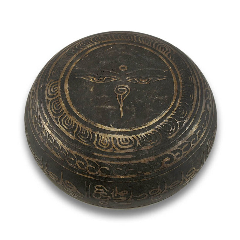 Antiqued Brass Tibetan Meditation Singing Bowl With Wooden Mallet Image 3