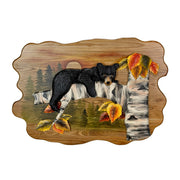 Bear Cub in Birch Forest Wood Wall Sculpture 24 x 34.5 Inch Rustic Intarsia Bear Wall Art for Cabin, Lodge, Living Room or