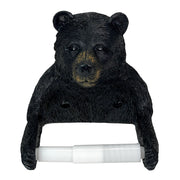 Bear Toilet Paper Holder – Rustic Black Bear Tissue Bathroom Accessory, Durable Resin Construction, Hardware Included for