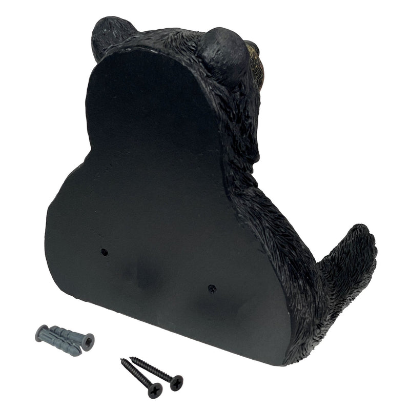 Bear Toilet Paper Holder – Rustic Black Bear Tissue Bathroom Accessory, Durable Resin Construction, Hardware Included for