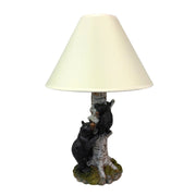 Black Bear and Cub Birch Tree Table Lamp With Shade Image 1