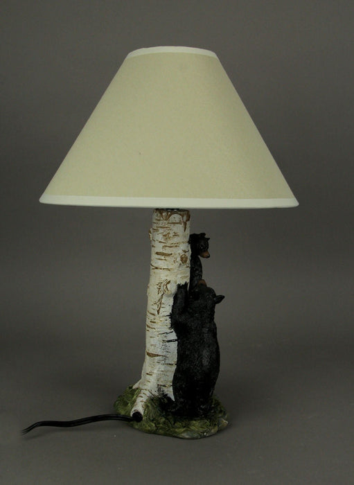 Black Bear and Cub Birch Tree Table Lamp With Shade Image 2
