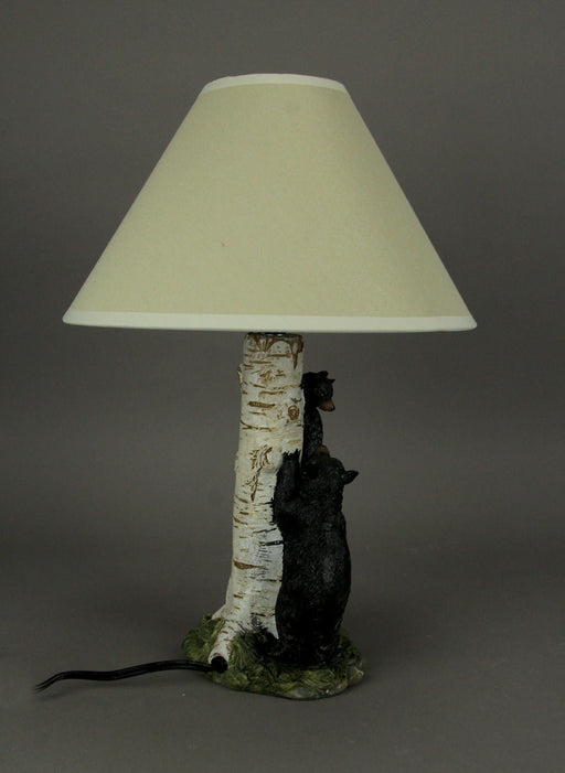 Black Bear and Cub Birch Tree Table Lamp With Shade Image 2