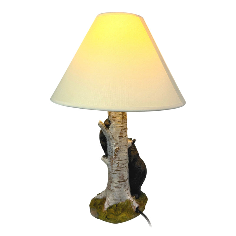 Black Bear and Cub Birch Tree Table Lamp With Shade Image 3