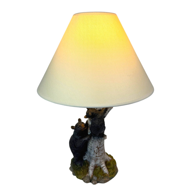Black Bear and Cub Birch Tree Table Lamp With Shade Image 5