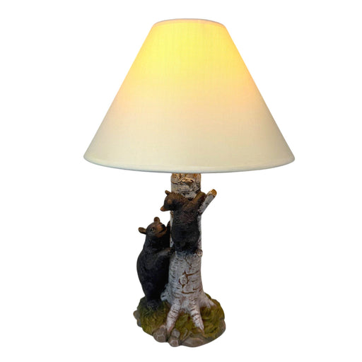 Black Bear and Cub Birch Tree Table Lamp With Shade Image 2