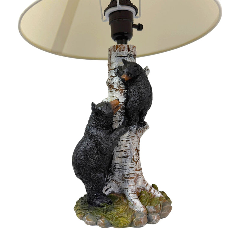 Black Bear and Cub Birch Tree Table Lamp With Shade Image 4