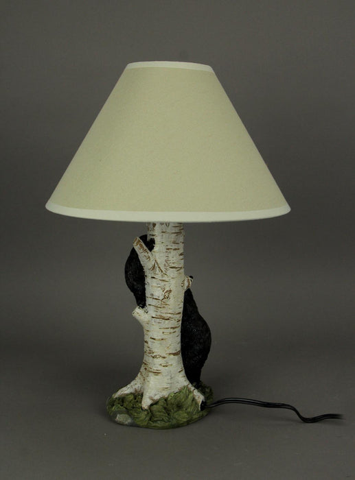 Black Bear and Cub Birch Tree Table Lamp With Shade Image 3