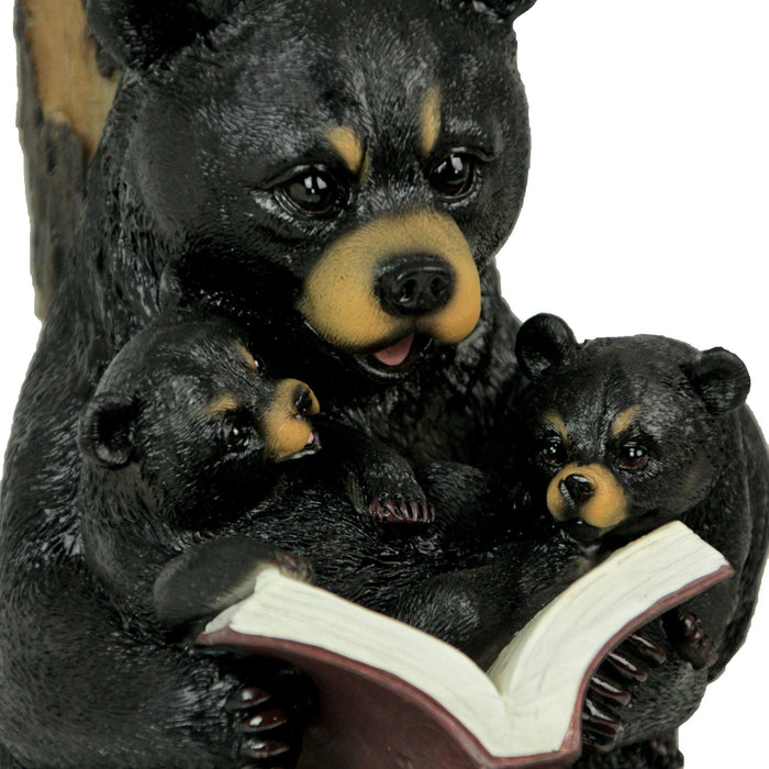 Black Bear Reading to Curious Cubs Table Lamp w/Paw Print Shade Western Décor Image 3