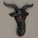 Black Enamel Cast Iron Baphomet Sabbatic Goat Head Decorative Doorknocker Image 6