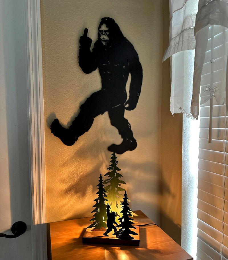 24.75-Inch High Black Metal Cutout Rude Bigfoot Flipping The Bird Wall Sculpture - Easy To Hang - Unique Indoor or Outdoor