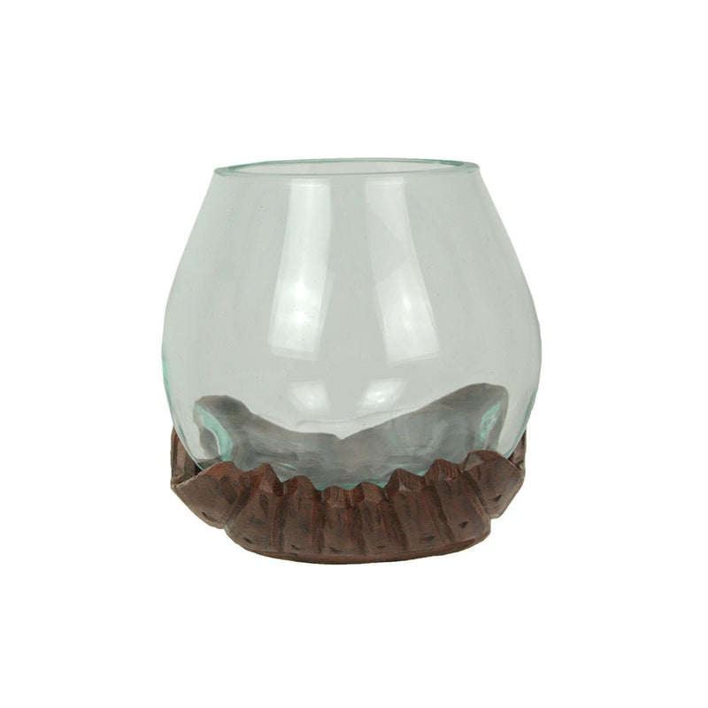 6 Inch & 5.25 Inch - Image 7 - 6 and 5 Inch Tall Blown Molten Glass and Carved Wood Hands Decorative Bowls, Vases, and
