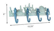 Blue And White Cast Iron Seahorses Decorative Wall Hook Nautical Sea Life Hanging Towel or Coat Rack Beach Home Coastal