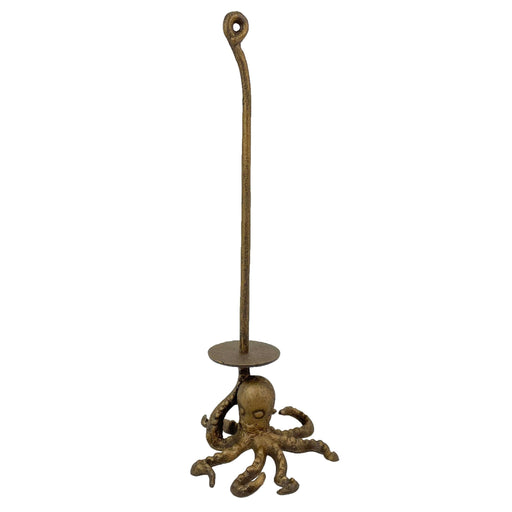 Bronze Cast Iron Octopus Paper Towel Holder - 17 Inches High - Whimsical Nautical Decor for Kitchen Countertops - Bringing