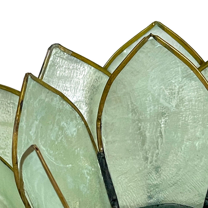 Green - Image 7 - Seafoam Green Capiz Shell Blooming Lotus Flower Blossom Tealight Candle Holder