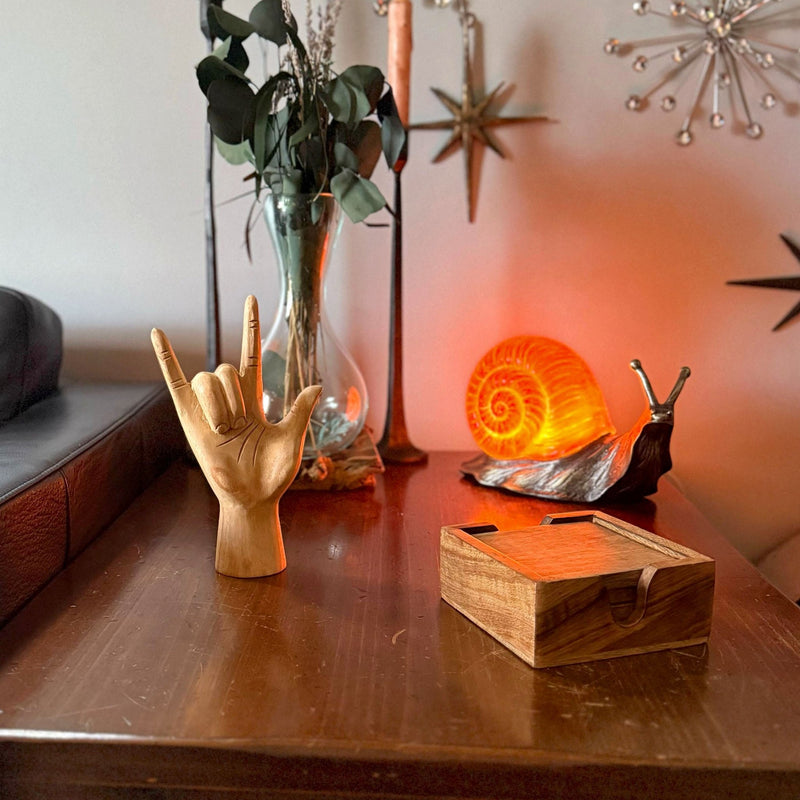 Hand-Carved Wood ASL Sign Language 'I Love You' Gesture Statue - 7.75 Inches High - Graceful Elegance - Natural Finish