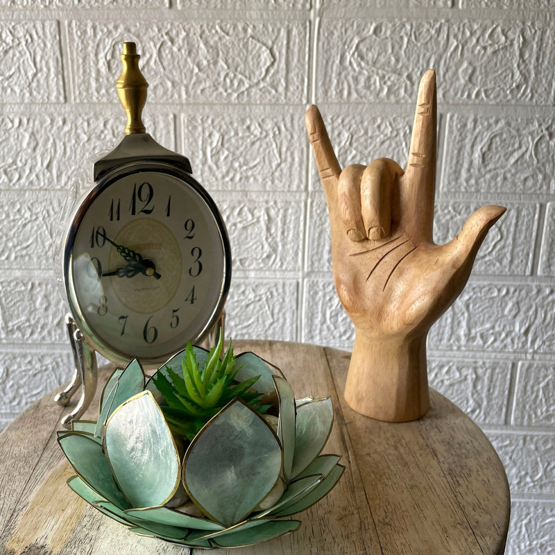 Hand-Carved Wood ASL Sign Language 'I Love You' Gesture Statue - 7.75 Inches High - Graceful Elegance - Natural Finish