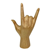 Hand-Carved Wood ASL Sign Language 'I Love You' Gesture Statue - 7.75 Inches High - Graceful Elegance - Natural Finish