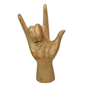 Hand-Carved Wood ASL Sign Language 'I Love You' Gesture Statue - 7.75 Inches High - Graceful Elegance - Natural Finish
