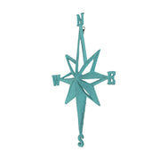 Turquoise - Image 2 - Turquoise Blue Cast Iron Compass Rose Wall Hanging Sculpture - Coastal Home Decor Art Piece - 13.5