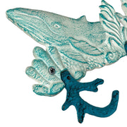 Cast Iron Sealife Plaque with 4 Coral Hooks - Nautical Wall Decor for Coastal Homes - Perfect for Keys, Coats, Bags - 15.5" x
