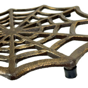 Cast Iron Spider Web Trivet, 8-Inch Decorative Bronze Finish Gothic Table Accessory, Heat-Resistant Hot Pad Kitchen Decor,