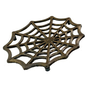 Cast Iron Spider Web Trivet, 8-Inch Decorative Bronze Finish Gothic Table Accessory, Heat-Resistant Hot Pad Kitchen Decor,