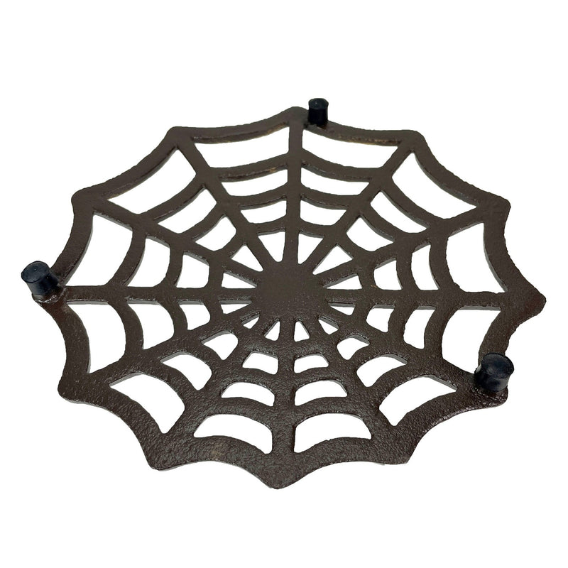 Cast Iron Spider Web Trivet, 8-Inch Decorative Bronze Finish Gothic Table Accessory, Heat-Resistant Hot Pad Kitchen Decor,